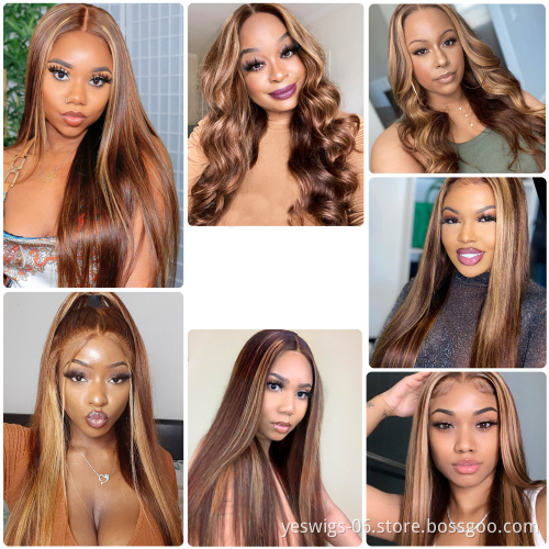 Mink Brazilian Cuticle Aligned Pre Plucked Highlight Human Hair Wigs Cheap 5x5 Full Hd Lace Closure Wig for black women In Stock